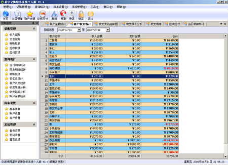 客户收支统计－星宇免费记账软件，记账软件下载
